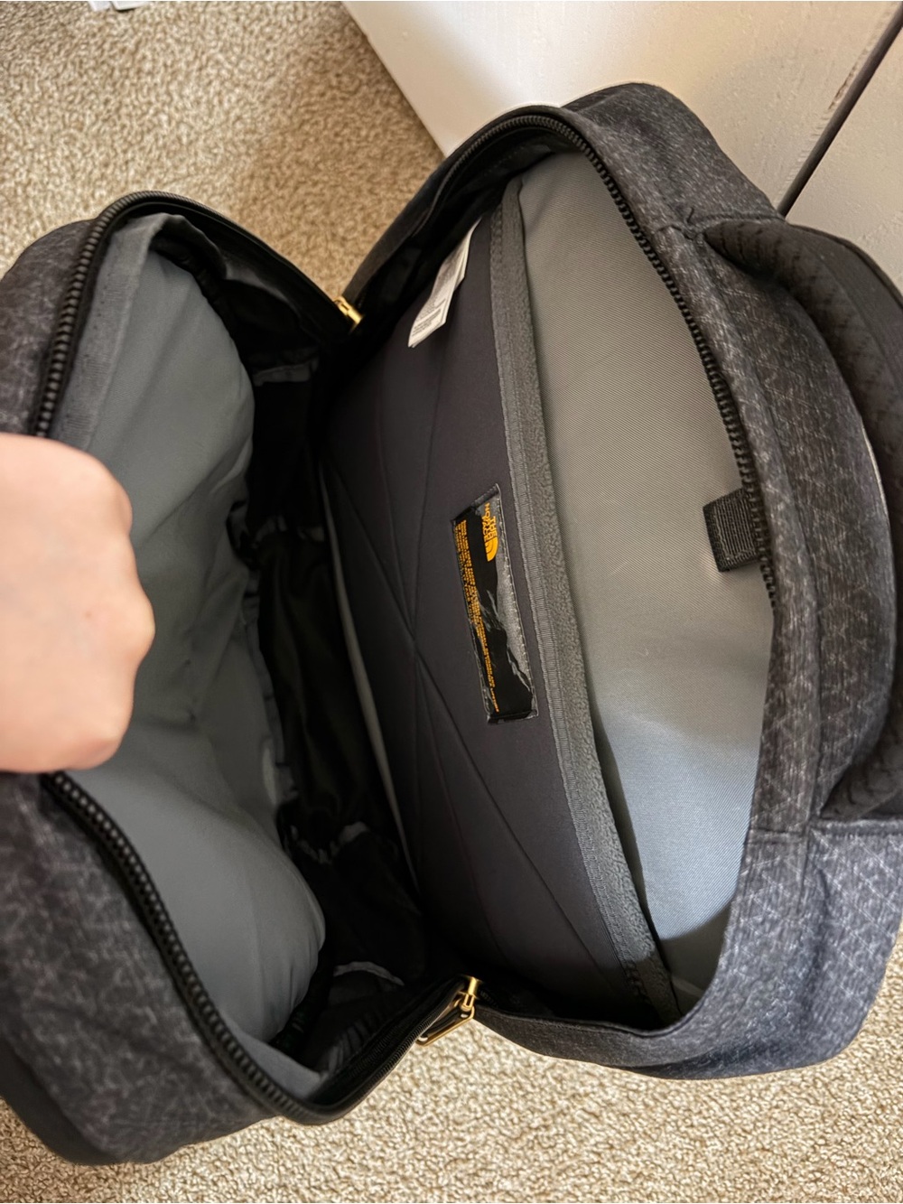 The North Face Women’s Recon Black/Gray Backpack with Yellow Gold Accents ✨🖤 - Picture 6 of 16